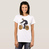 ペニー・ホイール付きの自転車に乗ったエイブラハム・リンカーン Tシャツ (正面フル)