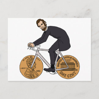 ペニー ホイール付き自転車に乗るエイブラハム・リンカーン ボトル ポストカード