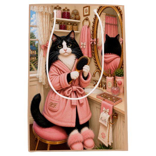 ペネロペ・フェリネ 猫 ミディアムペーパーバッグ (正面)