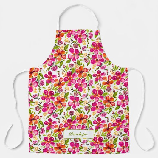 ペネロープウォーターカラーフローラパーソナライズされたエプロン エプロン (正面)