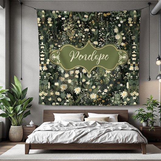 ペネロープダークデイジーフローラ フリースブランケット