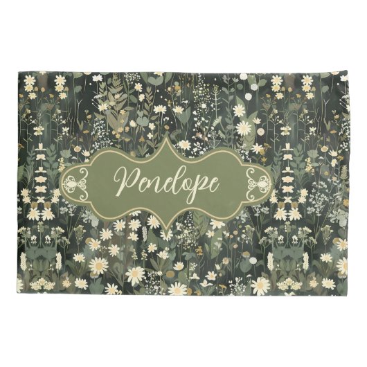 ペネロープダークデイジーフローラ 枕カバー (裏面)