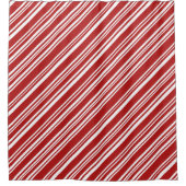 ペパクール赤と白パーミントキャンディストライプー シャワーカーテン (正面)