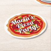 ペパロニイタリアンザスライス誕生日パーティーデコール ラウンドペーパーコースター (アングル)