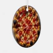 ペパローニとチーズピザクリスマス メタルオーナメント (正面右)