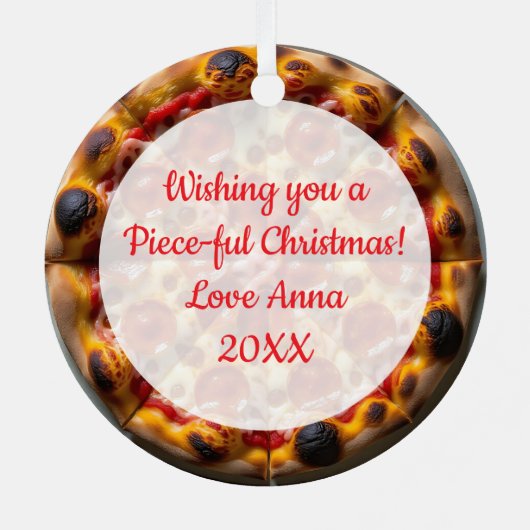 ペパローニとチーズピザクリスマス メタルオーナメント (裏面)