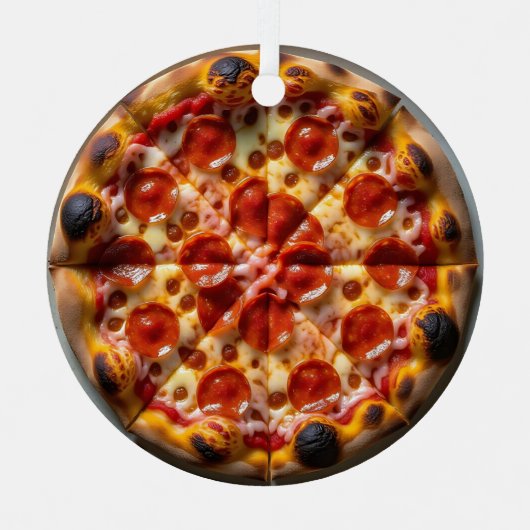 ペパローニとチーズピザクリスマス メタルオーナメント (正面)