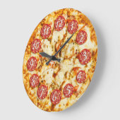 ペパローニピザラウンドキッチンまたはレストラン ラージ壁時計 (傾斜)