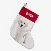 ペパーソナライズされたット写真&ネームレッド スモールクリスマスストッキング (正面 (吊り時))