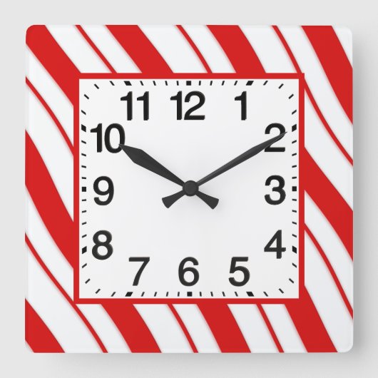 ペパーマストライプント スクエア壁時計 (正面)