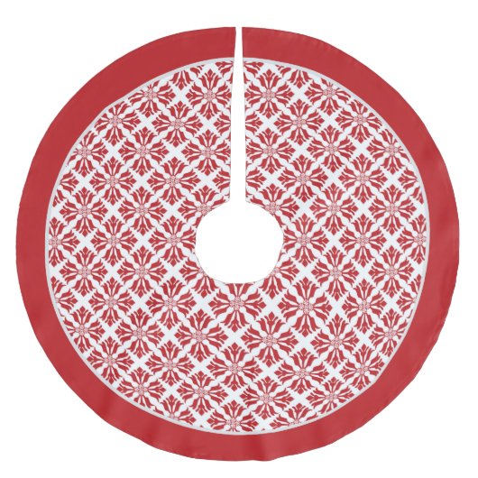 ペパーミッ赤と白トキャンディーパターン ブラッシュドポリエステルツリースカート (正面)