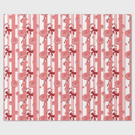 ペパーミントおよびキャンディ・ケーンの休日の挨拶 ラッピングペーパー (フラット)