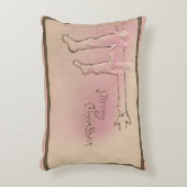 ペパーミントかわいらしピンクビンテージクリスマスポストカード アクセントクッション (正面(垂直))