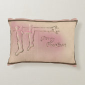 ペパーミントかわいらしピンクビンテージクリスマスポストカード アクセントクッション (裏面)
