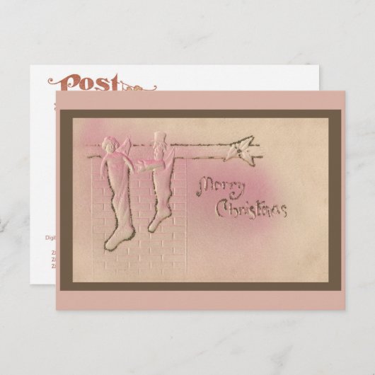 ペパーミントかわいらしピンクビンテージクリスマスポストカード ポストカード (正面/裏面)