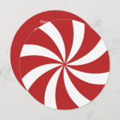 ペパーミントのクリスマスキャンデーの渦巻 招待状 (正面/裏面)