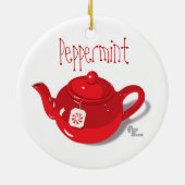 ペパーミントのティーポットの休日のオーナメント セラミックオーナメント (裏面)