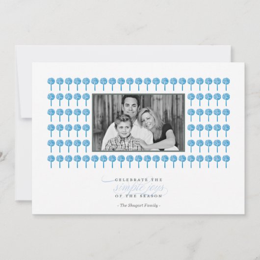 ペパーミントの孔雀パターン休日の写真カード シーズンカード (正面)