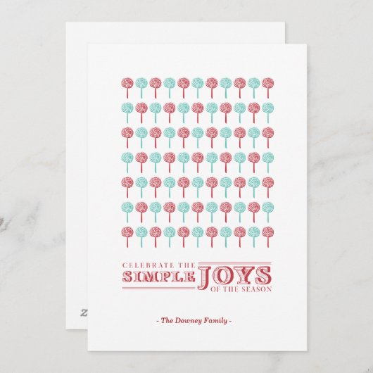 ペパーミントの赤く及び青のパターン（の模様が）あるな休日カード シーズンカード (正面/裏面)