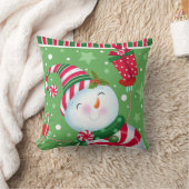 ペパーミントの雪だるまの枕 クッション (ブランケット)