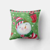 ペパーミントの雪だるまの枕 クッション (裏面)