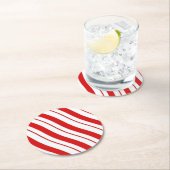 ペパーミントは縞で飾ります ラウンドペーパーコースター (インサイチュ)