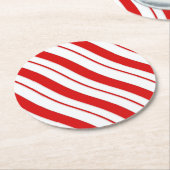ペパーミントは縞で飾ります ラウンドペーパーコースター (アングル)