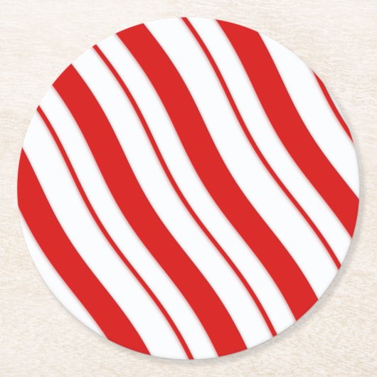 ペパーミントは縞で飾ります ラウンドペーパーコースター (正面)