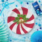 ペパーミントキャンディのクリスマスベル ペーパープレート (パーティー)