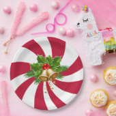 ペパーミントキャンディのクリスマスベル ペーパープレート (パーティー)