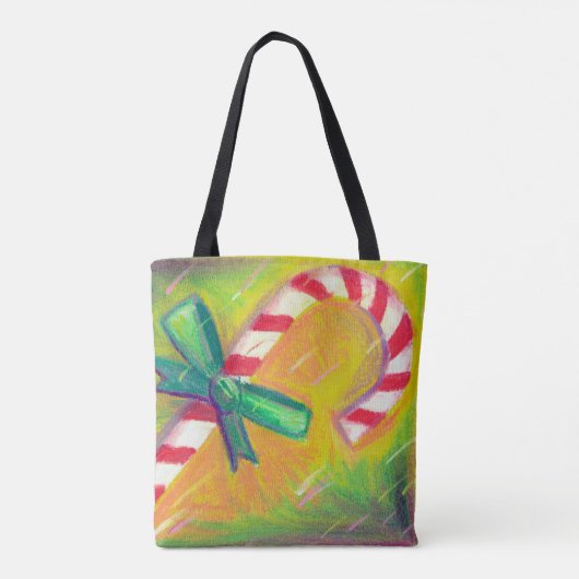 ペパーミントキャンディアートーケーンカラーメリークリスマス トートバッグ (裏面)