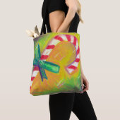 ペパーミントキャンディアートーケーンカラーメリークリスマス トートバッグ (クローズアップ)