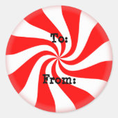 ペパーミントキャンディクリスマスギフトタグ ラウンドシール (正面)