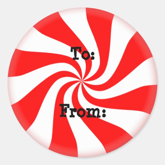 ペパーミントキャンディクリスマスギフトタグ ラウンドシール (正面)