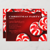 ペパーミントキャンディクリスマスパーティの招待状 招待状 (正面/裏面)