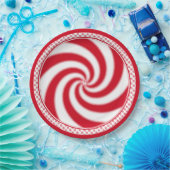 ペパーミントキャンディスワールクリスマスホリデー ペーパープレート (パーティー)