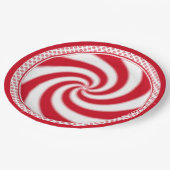 ペパーミントキャンディスワールクリスマスホリデー ペーパープレート (アングル)