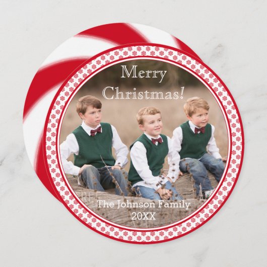 ペパーミントキャンディスワール写真クリスマスカード シーズンカード (正面/裏面)