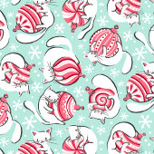 ペパーミントキャンディバウリーとクリスマスキテンス ラッピングペーパー