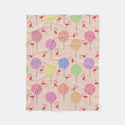 ペパーミントキャンディミンツクリスマスキャンディカン フリースブランケット (正面)