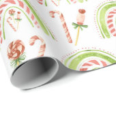 ペパーミントキャンディレインボーピンククリスマス ラッピングペーパー (ロールコーナー)