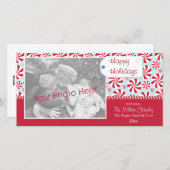 ペパーミントキャンディレッド&ブルーホリデーパーソナライズされた シーズンカード (正面/裏面)