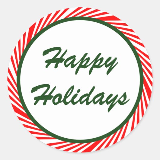 ペパーミントキャンディ縁どーケインホリデーステッカー ラウンドシール (正面)