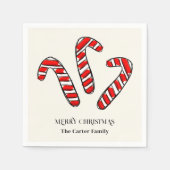 ペパーミントキャンディ赤と白ーケーンクリスマス スタンダードカクテルナプキン (正面)