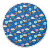 ペパーミントキャンディ、ジンジャーブレッドマン、カップケーキ セラミックノブ (正面)