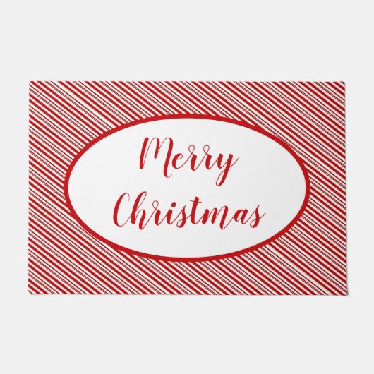 ペパーミントキャンデストライプィパーソナライズされたー ドアマット (正面)