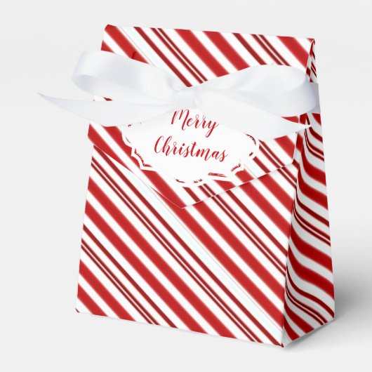 ペパーミントキャンデストライプィパーソナライズされたー フェイバーボックス (正面サイド)