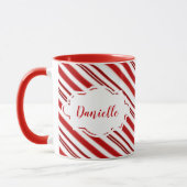 ペパーミントキャンデストライプィパーソナライズされたー マグカップ (左)