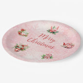 ペパーミントクリスマスティーピンクパーティースノーフレーク ペーパープレート (アングル)