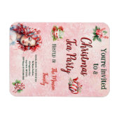 ペパーミントクリスマスティーピンクパーティースノーフレーク マグネット (横)